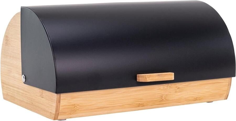 Broodtrommel Met Deksel Keuken Opberger Brood Vers Houden Ventilatie Systeem 38.5 x 18.5 cm Mat Zwart
