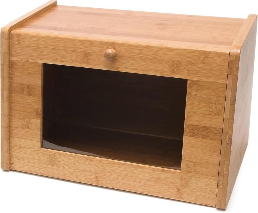 Broodtrommel met raam Brooddoos bamboe Brood vers houden Extra opbergruimte 39 x 24 x 25 cm