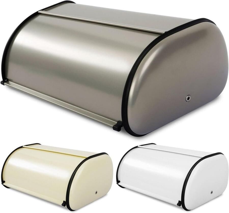 Broodtrommel met Roldeksel Broodbox Keuken Brood Vers Houden Ventilatiegaten 43.5 x 27 x 17 cm Lichtgrijs