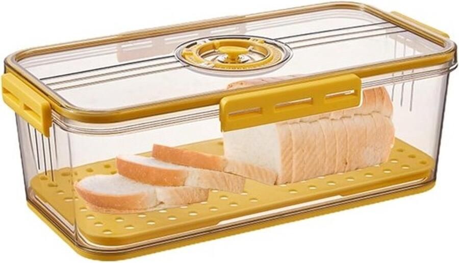 Broodtrommel met Tijdregistratie Broodcontainer Opslag Brood Vers Houden Instelbaar Luchtventiel 33.5L x 18.5B x 12H cm