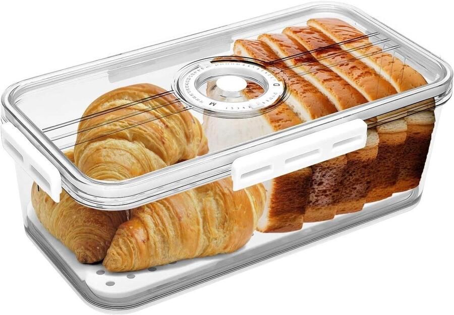 Broodtrommel met Timer Voedselcontainer Bewaarbak Brood Vers Houden Luchtdichte Afsluiting 325 x 175 x 11 cm