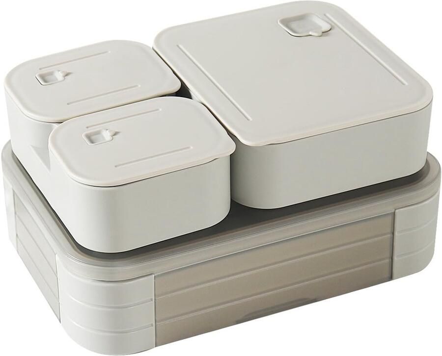 Broodtrommel met vakken 1100 ml lunchbox voor kinderen lekvrije broodtrommel met vakken 3-in-1 Bento Box broodbox school stapelbare snackbox met deksel lunchbox BPA-vrij