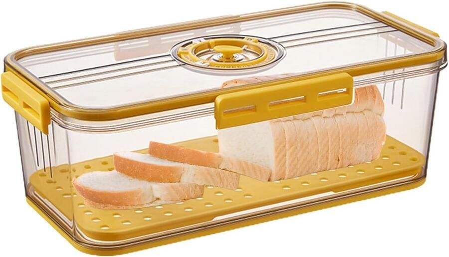 Broodtrommel met Ventiel Brooddoos Vershouder Brood Vers Houden Instelbaar Luchtventiel 335 x 185 x 12 cm