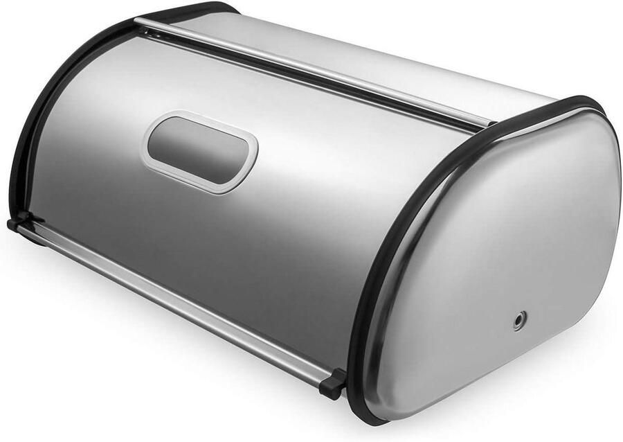 Broodtrommel Metaal Brood opbergdoos Brood Vers Houden RVS Met Roll-Up Deksel Grote Capaciteit Mat Zilver