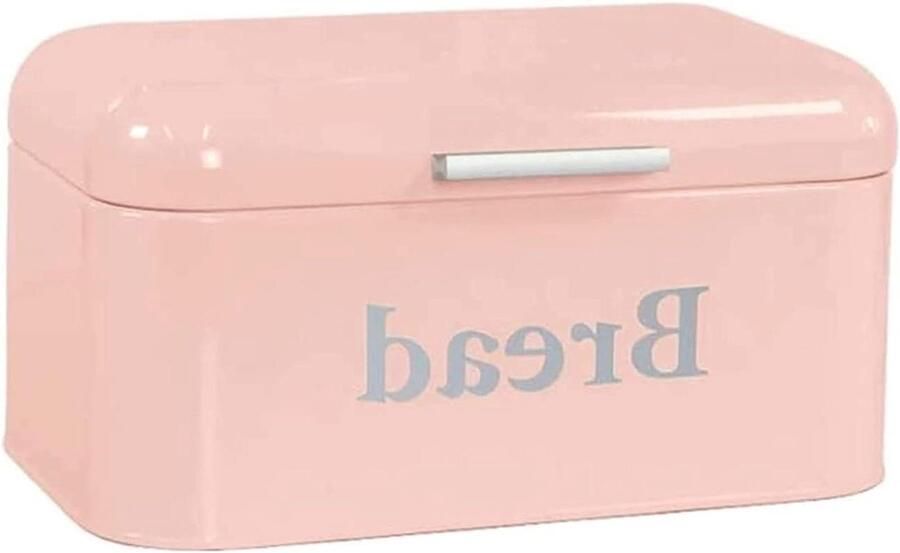 Broodtrommel Metaal Broodbak Houder Brood Vers Houden Gepoedercoat Staal 30x18x15.5cm Roze