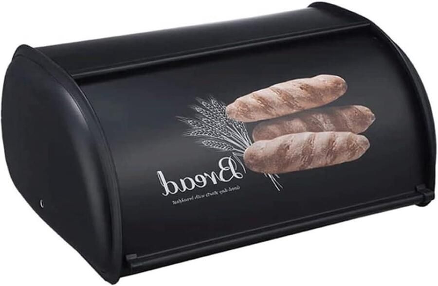 Broodtrommel Metaal Broodbox Keuken Brood Vers Houden Robuust Stalen Ontwerp 34x23x14.5CM Zwart