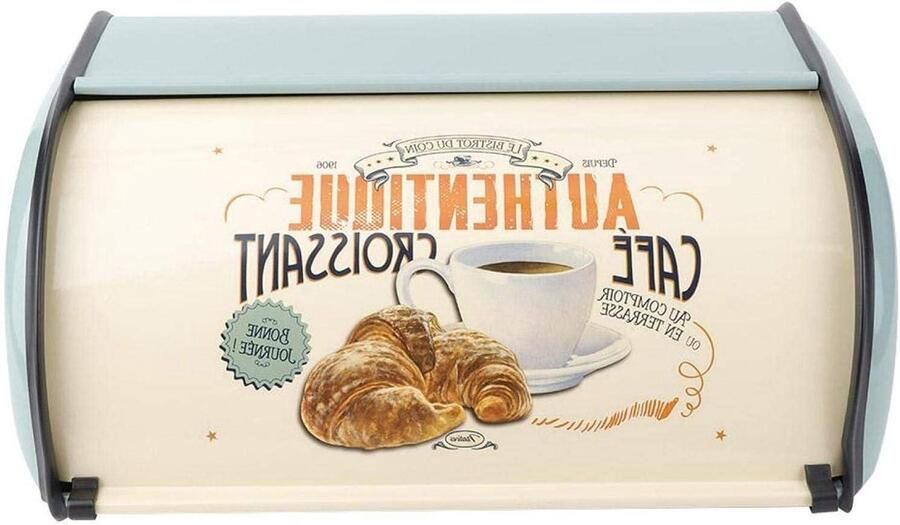Broodtrommel Metaal Brooddoos Keuken Brood Vers Houden Grote Capaciteit 34.5 x 23 x 14.5 cm Blauw