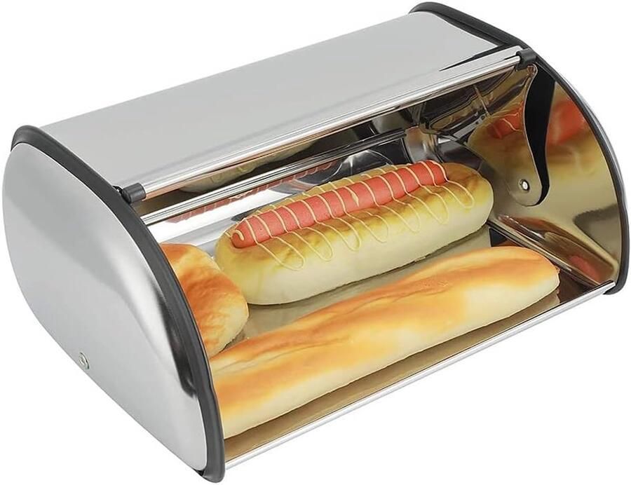 Broodtrommel Metaal Broodmand Gebak Brood Vers Houden Schuifdeksel Luchtcirculatie 44 x 27 x 18 cm
