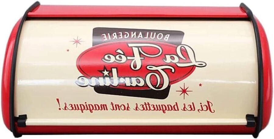 Broodtrommel Metaal Broodopslag Houder Brood Vers Houden Roldeksel Ontwerp 34x23x15CM Rood