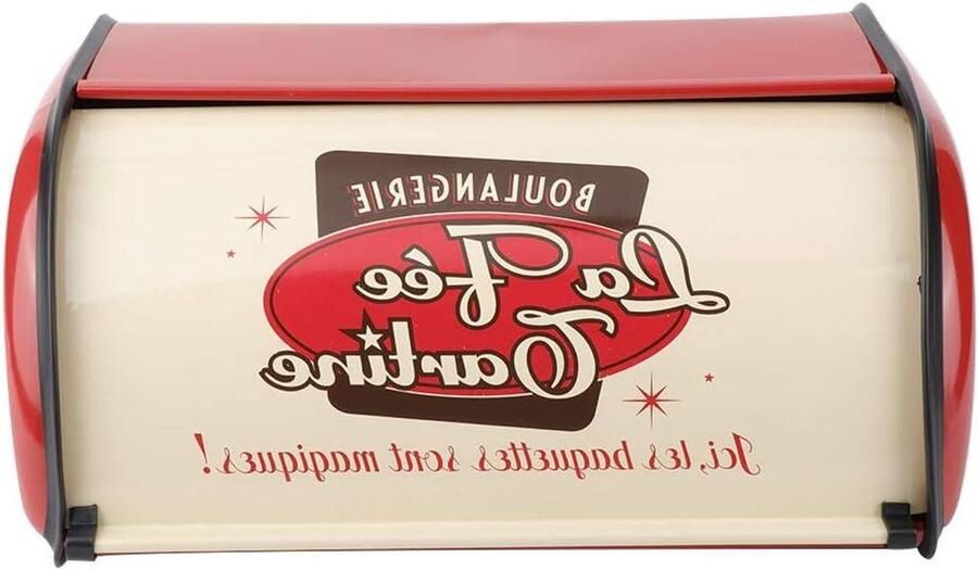Broodtrommel Metaal Keuken Opberger Brood Bewaren Grote Capaciteit 34.5 cm Lengte Rood
