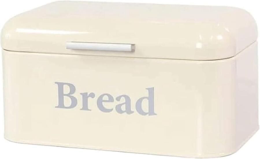 Broodtrommel Metaal Keuken Opslag Brood Vers Houden Landelijke Stijl 34 cm Lengte Wit