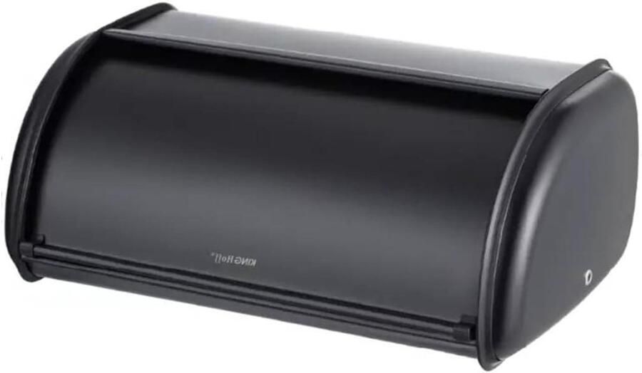 Broodtrommel Metaal Opslag Container Brood Vers Houden Ventilatie Openingen 44 cm Lengte Zwart