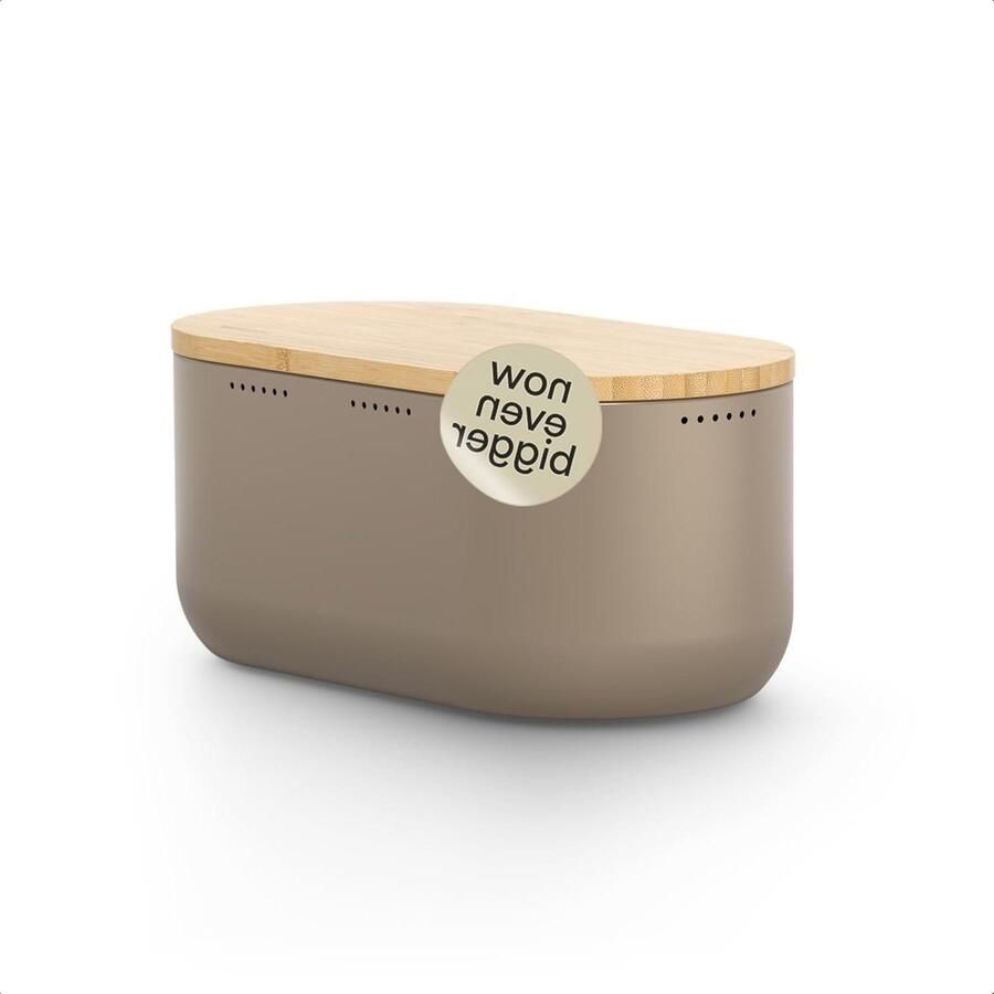 Broodtrommel Metaal Voorraadbus Keuken Brood Vers Houden Bamboe Deksel Snijplank 34.5x18.5x15.7cm Walnootbruin