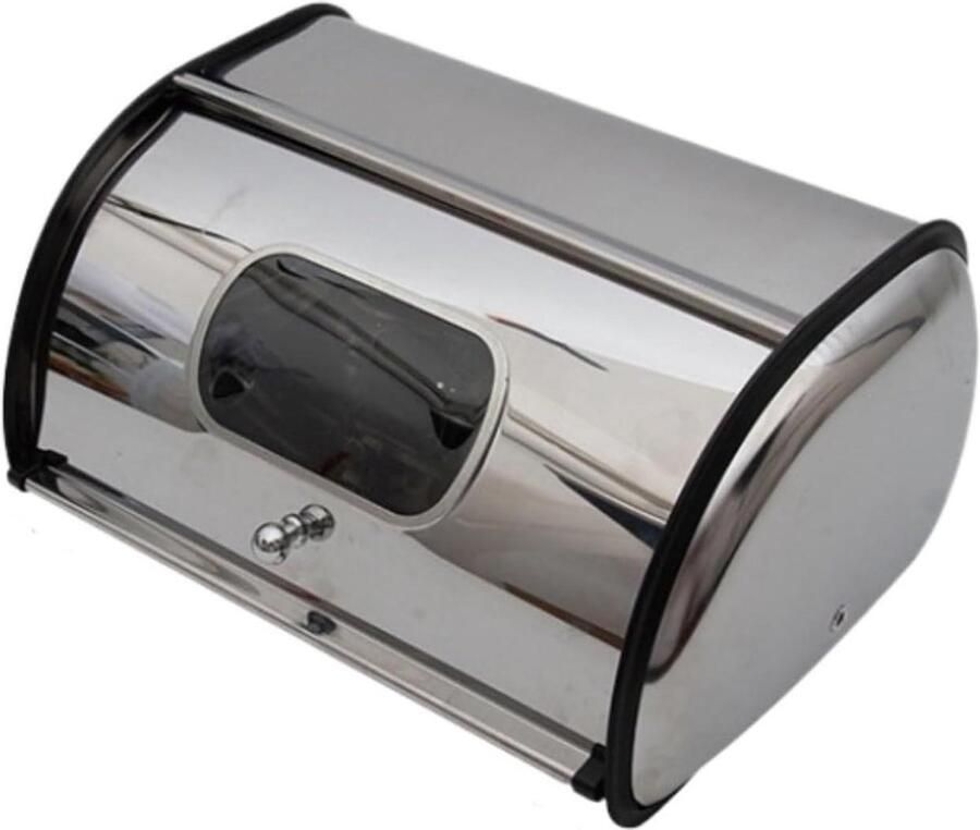 Broodtrommel Opbergbox Brood Keuken Organisatie Oprolbaar Deksel 345 cm Lengte Zilver
