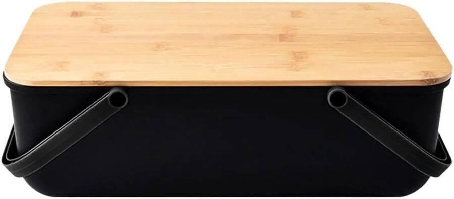 Broodtrommel Opslag Container Brood Vers Houden Grote Opslagcapaciteit 37.3 x 21 x 13 cm Zwart