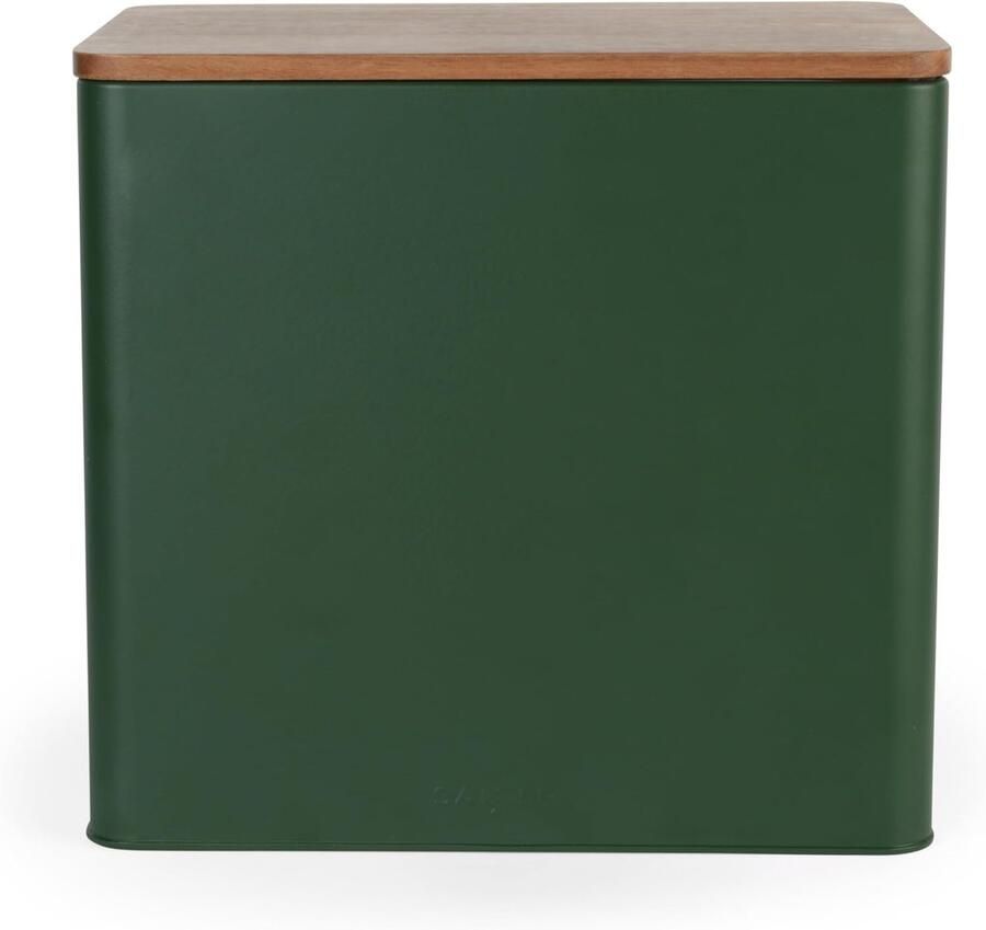 Broodtrommel Opslagcontainer Brood bewaren Acaciahouten deksel 28 x 20.5 x 25cm Groen