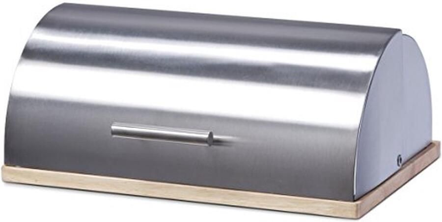 Broodtrommel Roestvrij Staal Voorraadbak Keuken Brood Vers Houden Ventilatie Achterkant 39.5x28x16 cm Zilver
