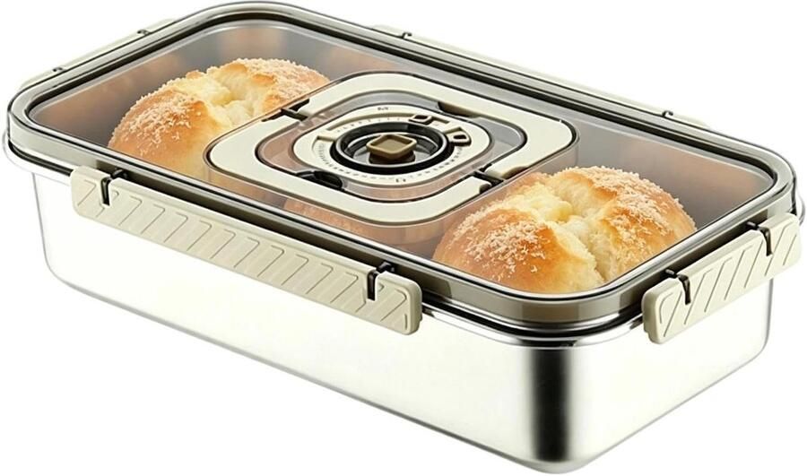 Broodtrommel Roestvrijstaal Bewaardoos Brood Vers Houden Luchtdicht Met Deksel 36 x 20.2 x 8.5 cm