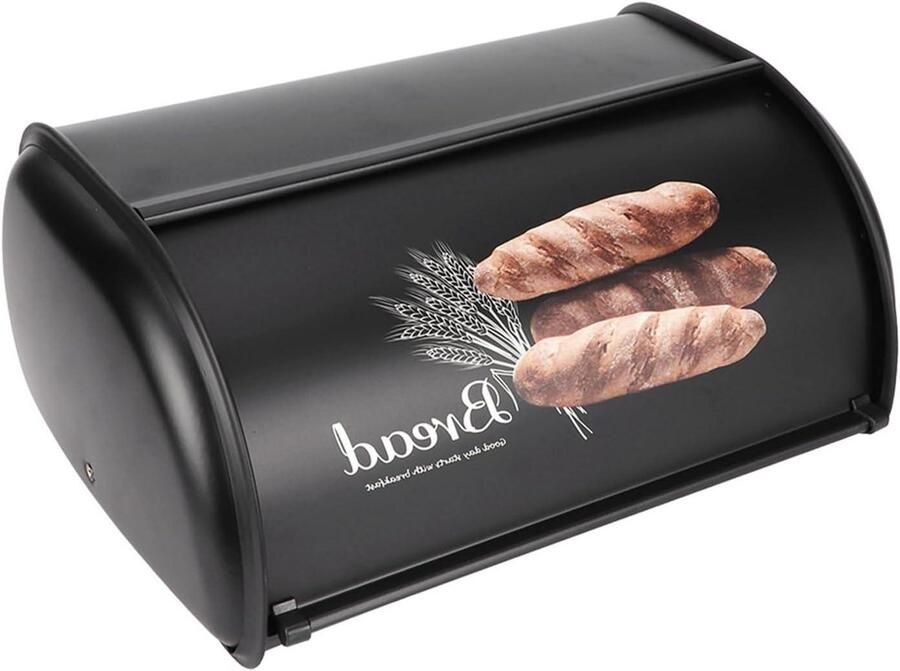 Broodtrommel Roestvrijstaal Broodkist Keuken Brood Vers Houden Antislip Bodem 34x23x145cm Zwart
