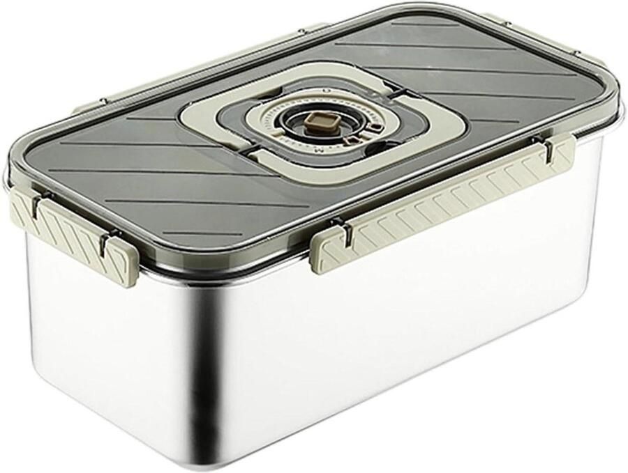 Broodtrommel Roestvrijstaal Luchtdichte Container Brood Vers Houden Met Datummarkering 36 x 20.2 cm Zilver