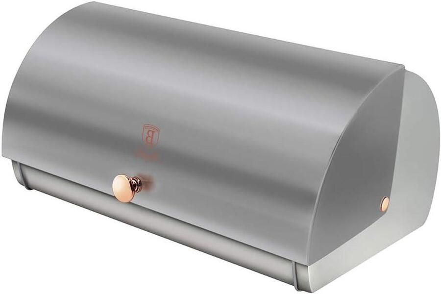 Broodtrommel Roestvrijstaal Opslag Doos Brood Vers Houden Modern Metallic Design 385x285x185 cm Grijs