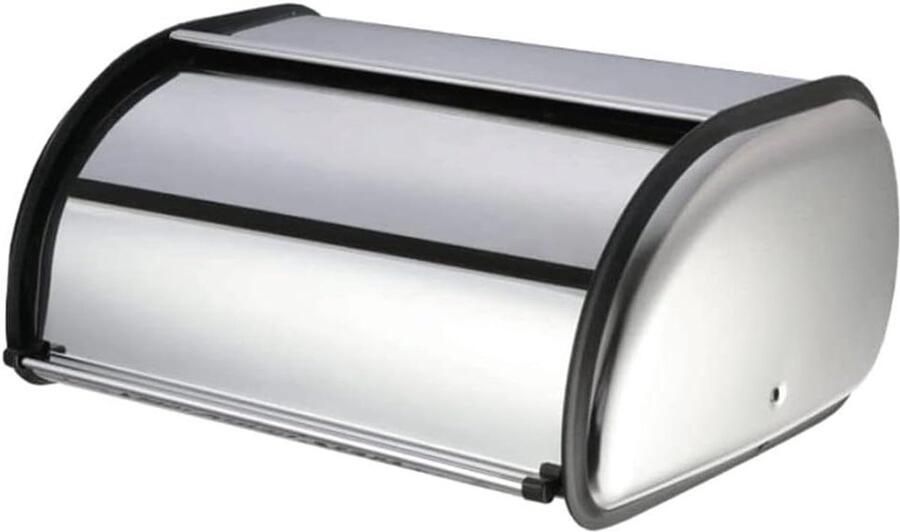 Broodtrommel RVS Broodbox Keuken Brood Vers Houden Rolbaar Deksel 34 cm Zilverkleurig