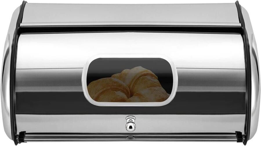 Broodtrommel RVS Brooddoos Keuken Brood Vers Houden Ventilatie Gaten 34 x 23 x 14.5 cm Zilverkleurig