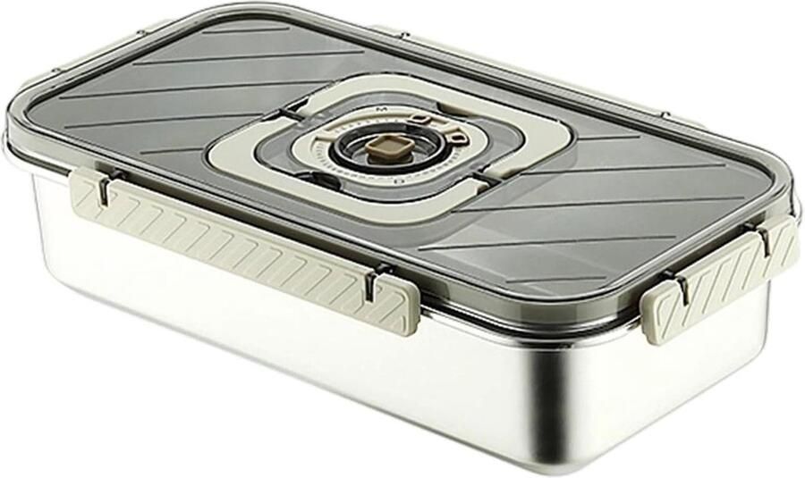 Broodtrommel RVS Metalen bak Brood vers houden Slimme versheidscontrole 36x20x8.5 cm Zilverkleurig