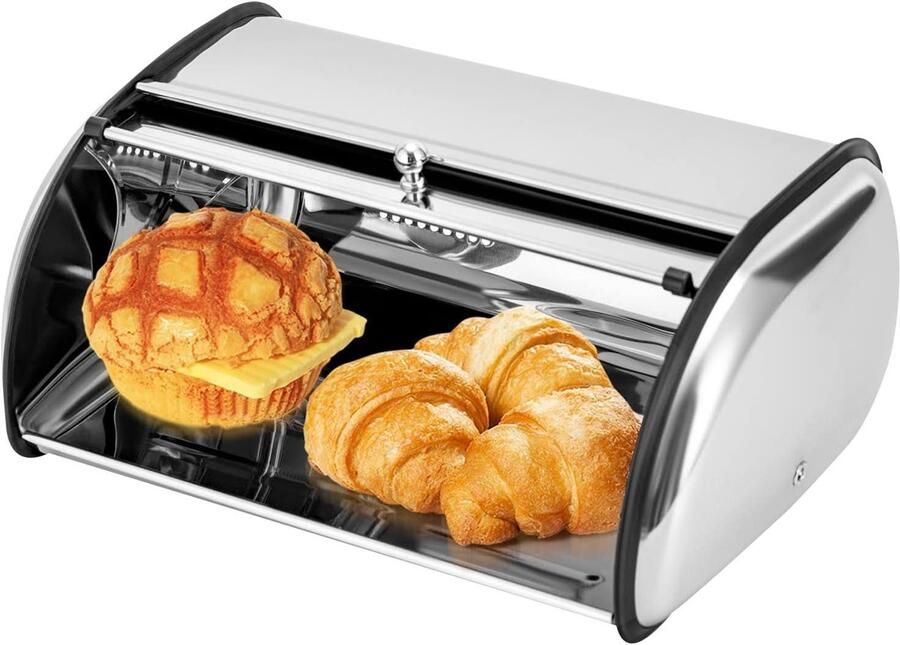 Broodtrommel RVS Opslag Doos Brood Vers Houden Ventilatie Gaten 5 Liter Zilver