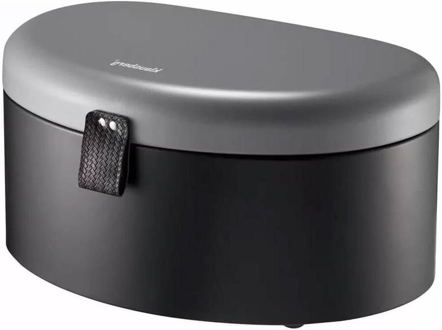 Broodtrommel Staal Brooddoos Keuken Brood Vers Houden Uniek Design 36 cm Lang Zwart Grijs