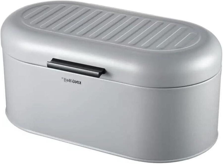 Broodtrommel Staal Lunchbox Keuken Brood Bewaren Uniek Design 34 x 20 x 15.5 cm Grijs