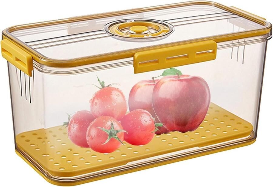 Broodtrommel Tijdregistratie Opbergdoos Vershouder Brood Bakken Keuken Afvoermat Houdt Vers 33x18x15.5 cm Geel