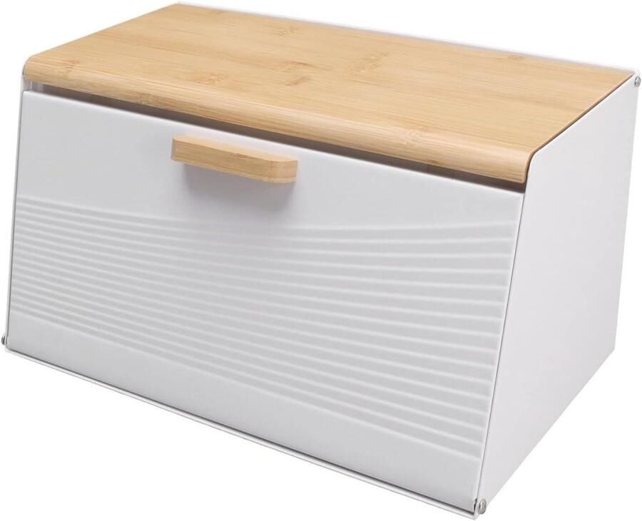 Broodtrommel van ijzer Broodbox Keuken Brood Vers Houden Trapeziumvormig Klapdeksel 38L x 25B x 25H cm