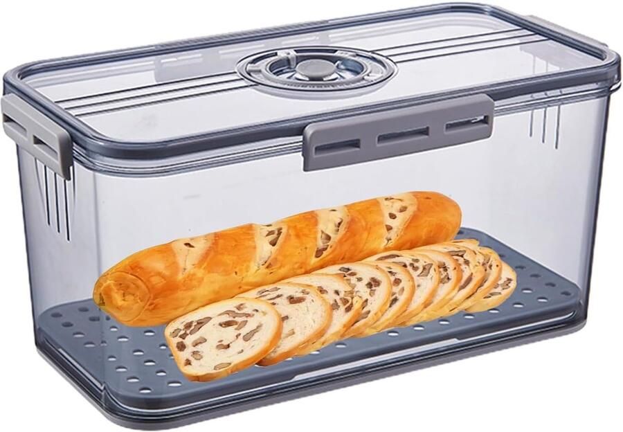 Broodtrommel Vershouder Bewaardoos Keuken Brood Langer Vers Instelbaar Luchtventiel 335 x 185 x 12 cm Geel