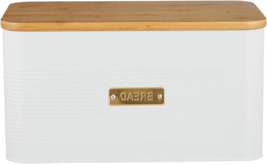 Broodtrommel Vierkant Opbergblik Keuken Brood Vers Houden Luchtdichte Sluiting 33.5 x 19 x 17 cm Wit
