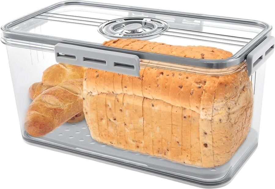 Broodtrommel Voedselcontainer Brood Vers Houden Met Tijdregistratie 325 cm Grijs