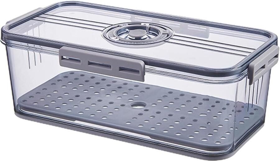 Broodtrommel Broodbox Vershouder Brood Langer Vers Luchtstroom Regelbaar 335 x 185 x 12 cm Grijs