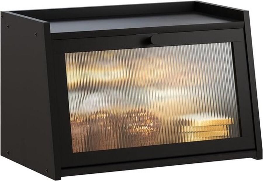 Broodtrommel voor de keuken Broodopslag Aanrecht organiseren Grote capaciteit met venster 43 cm lengte Zwart