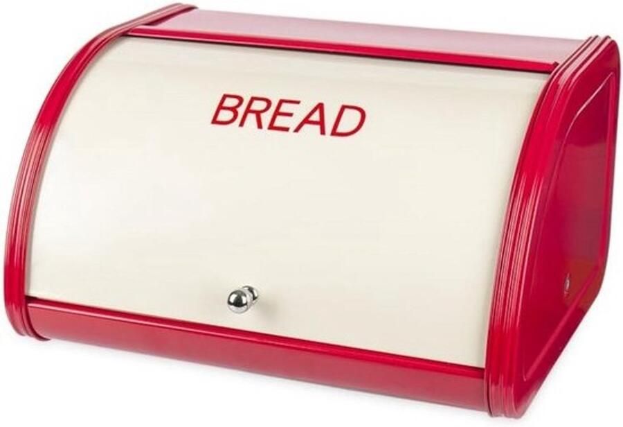 Broodtrommel voor keukenopslag Metalen broodkist Brood vers bewaren Roldeksel om eenvoudig te openen 30x26x17 cm Rood