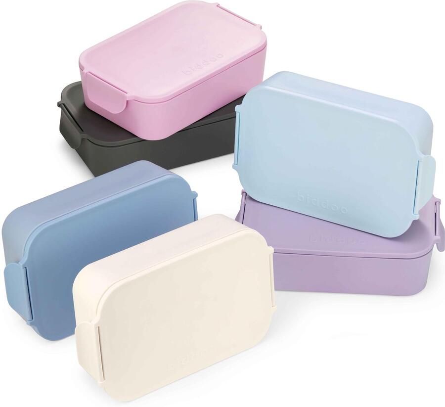 Broodtrommel voor kinderen met vakken met bestek lekvrij BPA-vrije lunchbox voor school kleuterschool camping picknick bento box veilige snackbox lunchbox pastelpaars