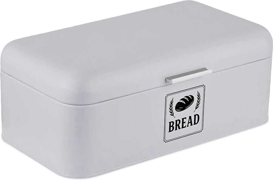 Broodtrommel XL Brooddoos Metaal Brood Vers Houden Retro Design 17x42x24 cm Grijs
