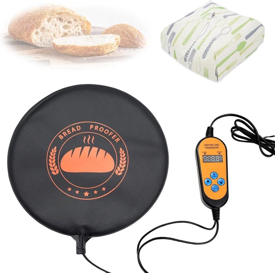 Broodverwarmingsmat Sourdough warmer met instelbare temperatuur 30 x 30 cm