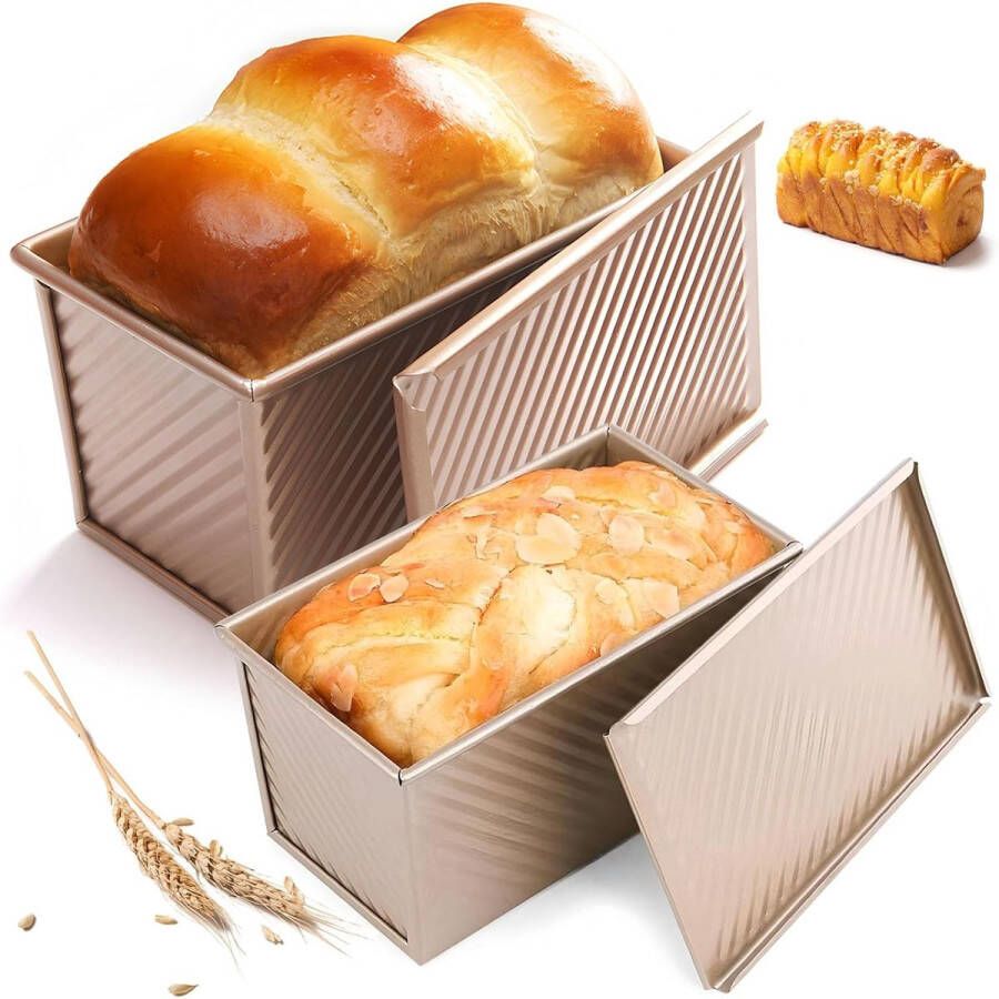 Broodvorm 2 stuks broodvorm met deksel rechthoekige broodvorm Geschikt voor toast sandwiches gebak