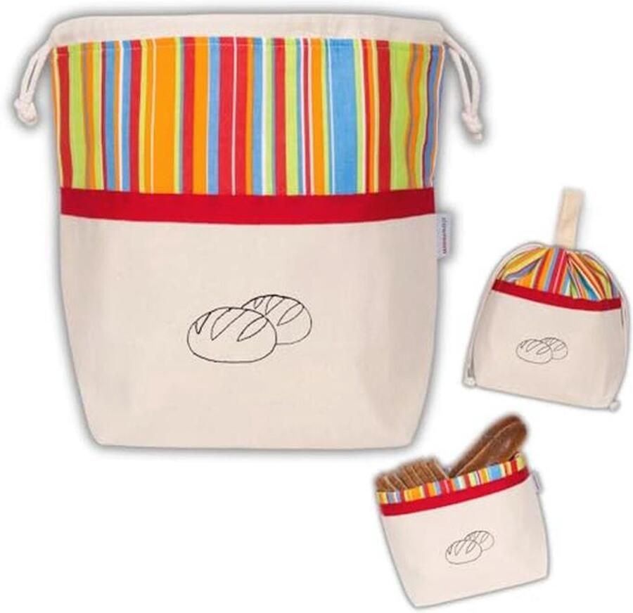 Broodzak 3-in-1 voor het Vers Houden van Brood Stoffen Broodmand en Katoenen Broodtrommel 32 x 35 cm