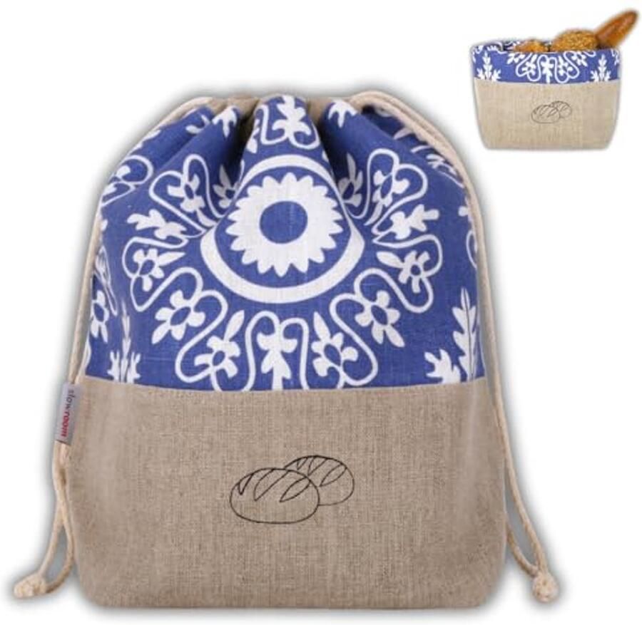 Broodzak en Broodmand 2-in-1 Ademend en Decoratief Gemakkelijk te Onderhouden 30 x 34 cm