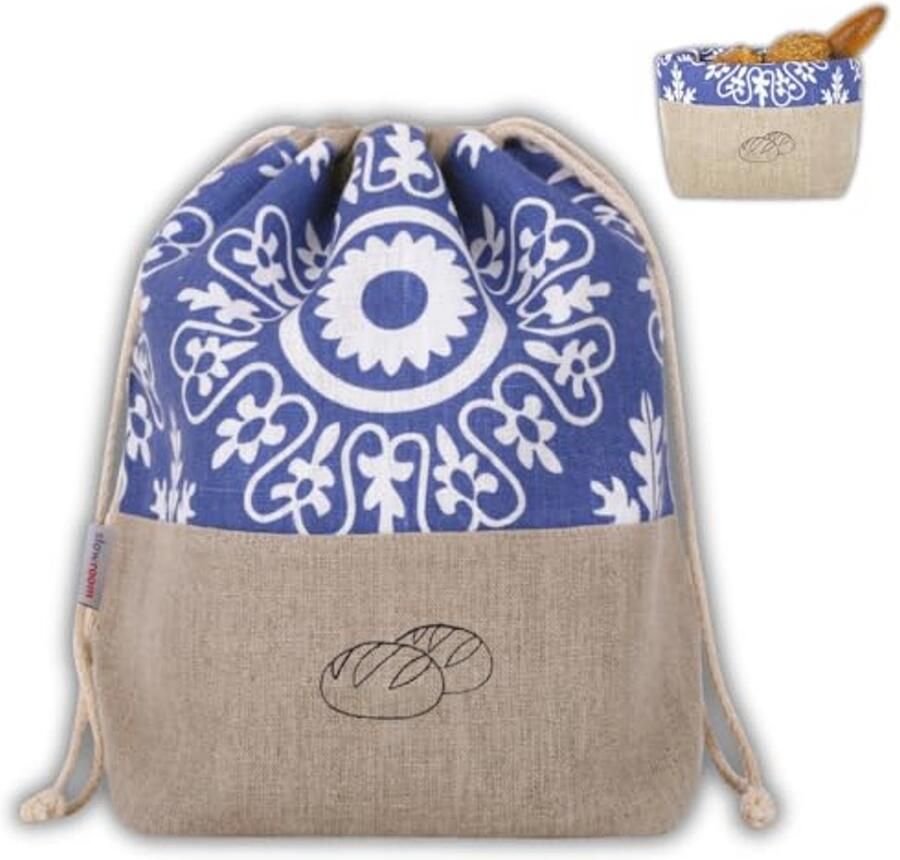 Broodzak en Broodmand 2-in-1 Ademend en Decoratief Gemakkelijk te Onderhouden 30 x 34 cm