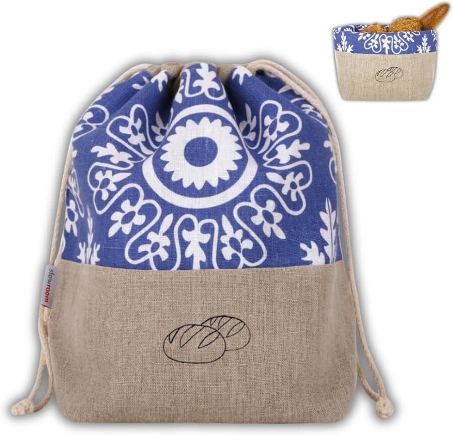 Broodzak en Broodmand 2-in-1 Ademend en Decoratief Gemakkelijk te Onderhouden 30 x 34 cm