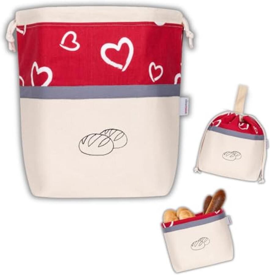 Broodzak voor het Vershouden van Brood – 3-in-1 Katoenen Broodmand en Broodtrommel (32 x 35 cm)