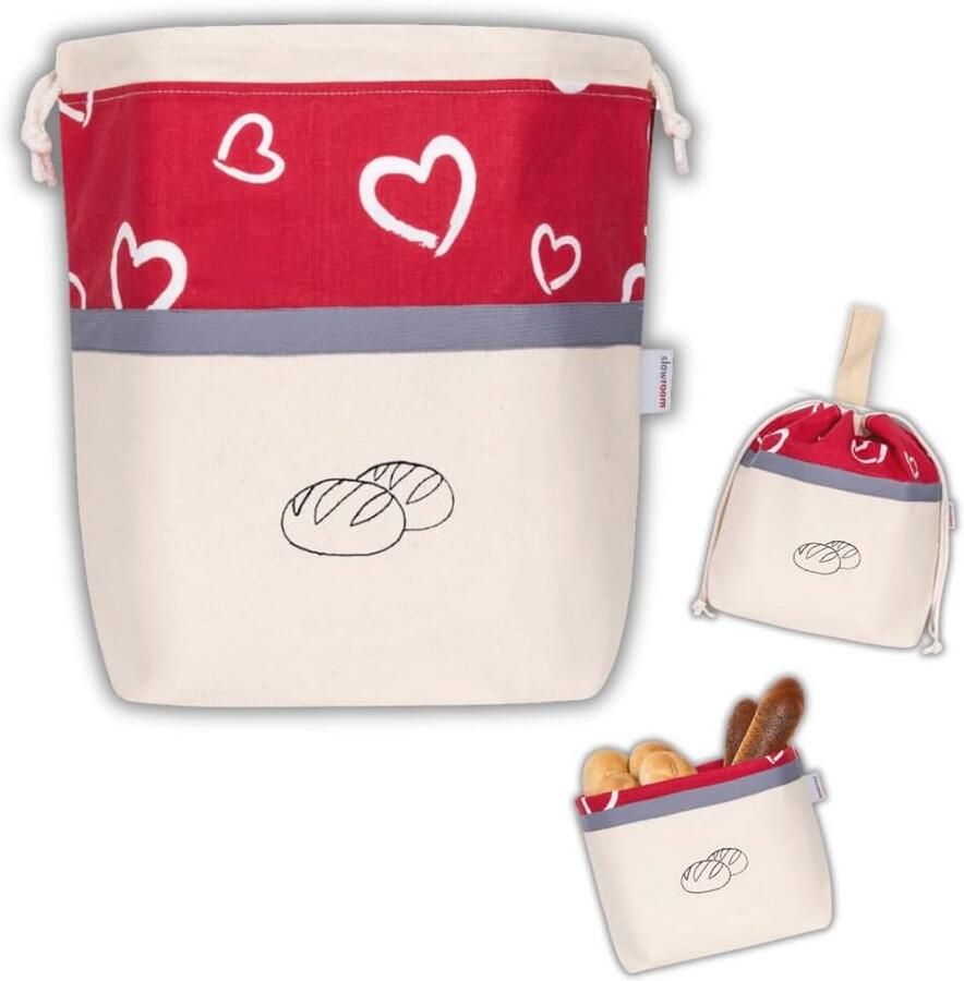 Broodzak voor het Vershouden van Brood – 3-in-1 Katoenen Broodmand en Broodtrommel (32 x 35 cm)