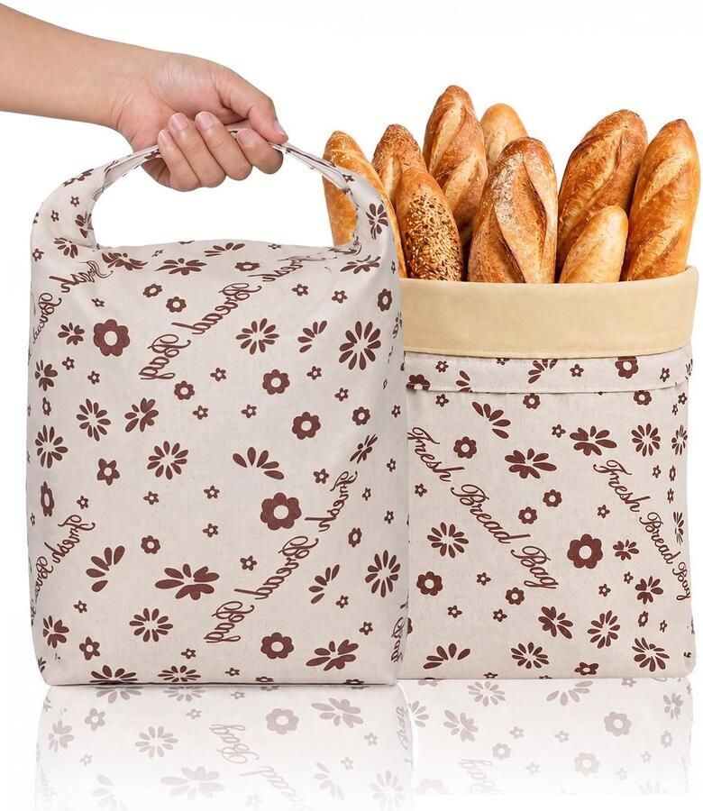 Broodzakken 43 x 33 cm herbruikbare broodzakken linnen met natuurlijke bijenwas binnenzak voor het bewaren van brood lang vers houden voor zelfgemaakt brood zuurdeeg